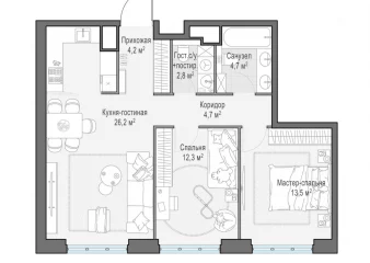 3-комн. квартира, 14 этаж - ЖК West Garden 1,2