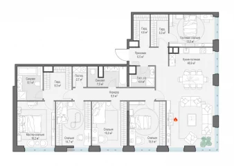 4-комн. квартира, 14 этаж - ЖК West Garden